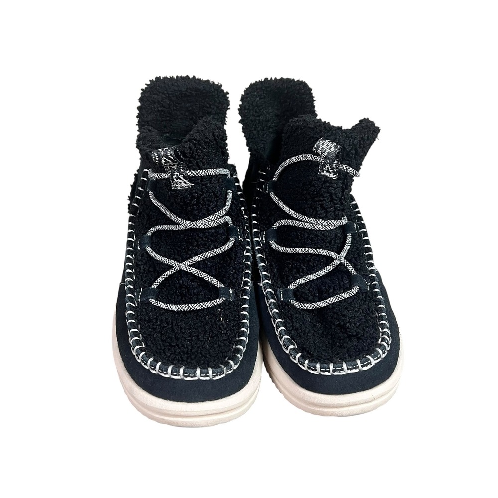 Hey Dude Camden Suede Cozy Black Borg Fleece Ankle Boots Womens Size 9 42031-001 - Picture 2 of 8